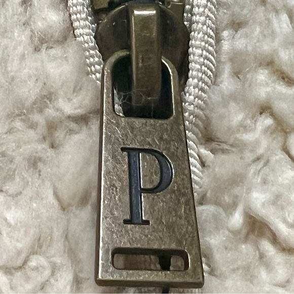 Pendleton Cream Sherpa Flannel Trim Full Zipper Teddy Coat Women’s Large - Picture 13 of 16